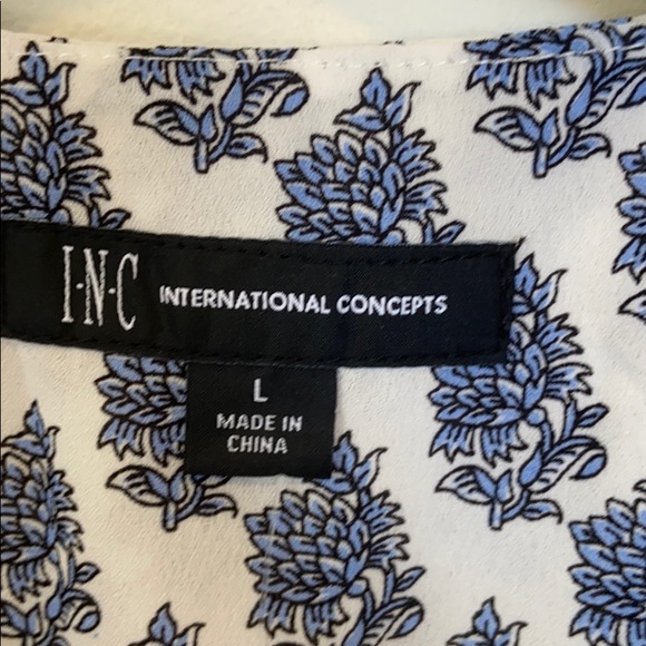 INC 3/4 Sleeve Floral Dandy Zip Neck Blouse MED - Picture 5 of 12